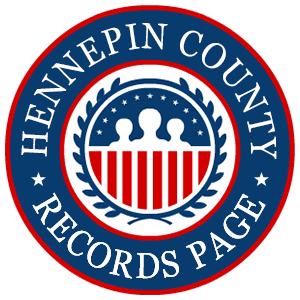 A round red, white, and blue logo with the words 'Hennepin County Records Page' for the state of Minnesota.